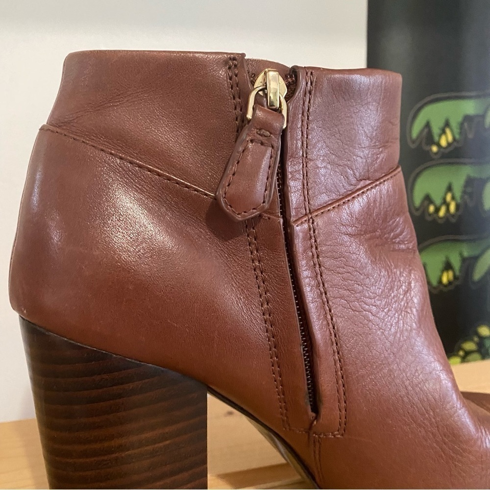 Tory Burch Brown Leather Fulton Zip Ankle Boots Booties 10 - Picture 9 of 16